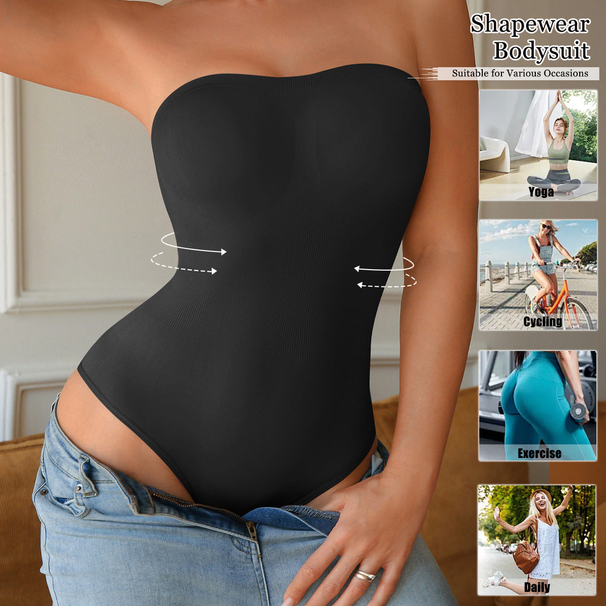 Womens Tummy-Control And Butt-Lifting One-Piece Shapewear