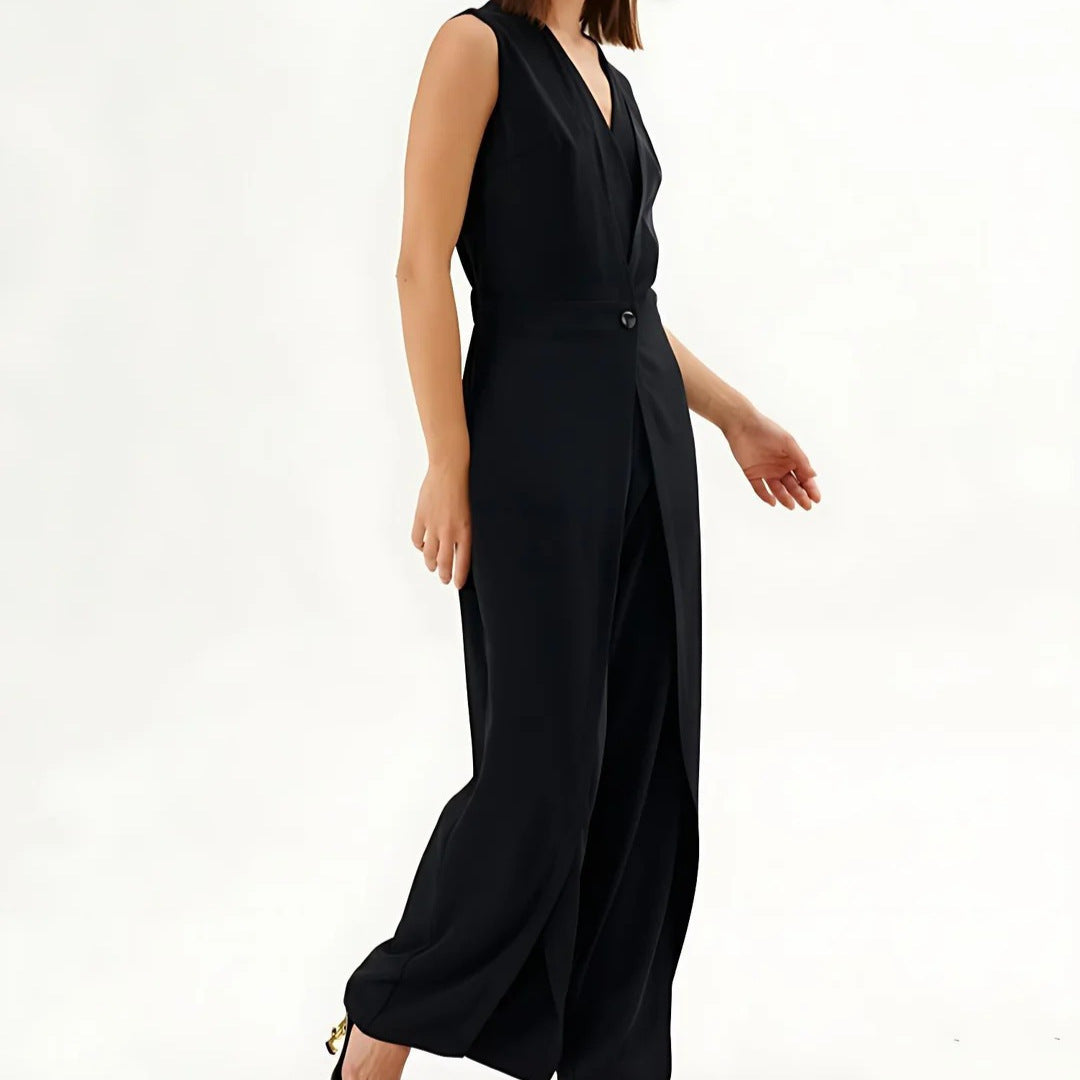 V Ling Solid Color Sleeveless Women's Jumpsuit