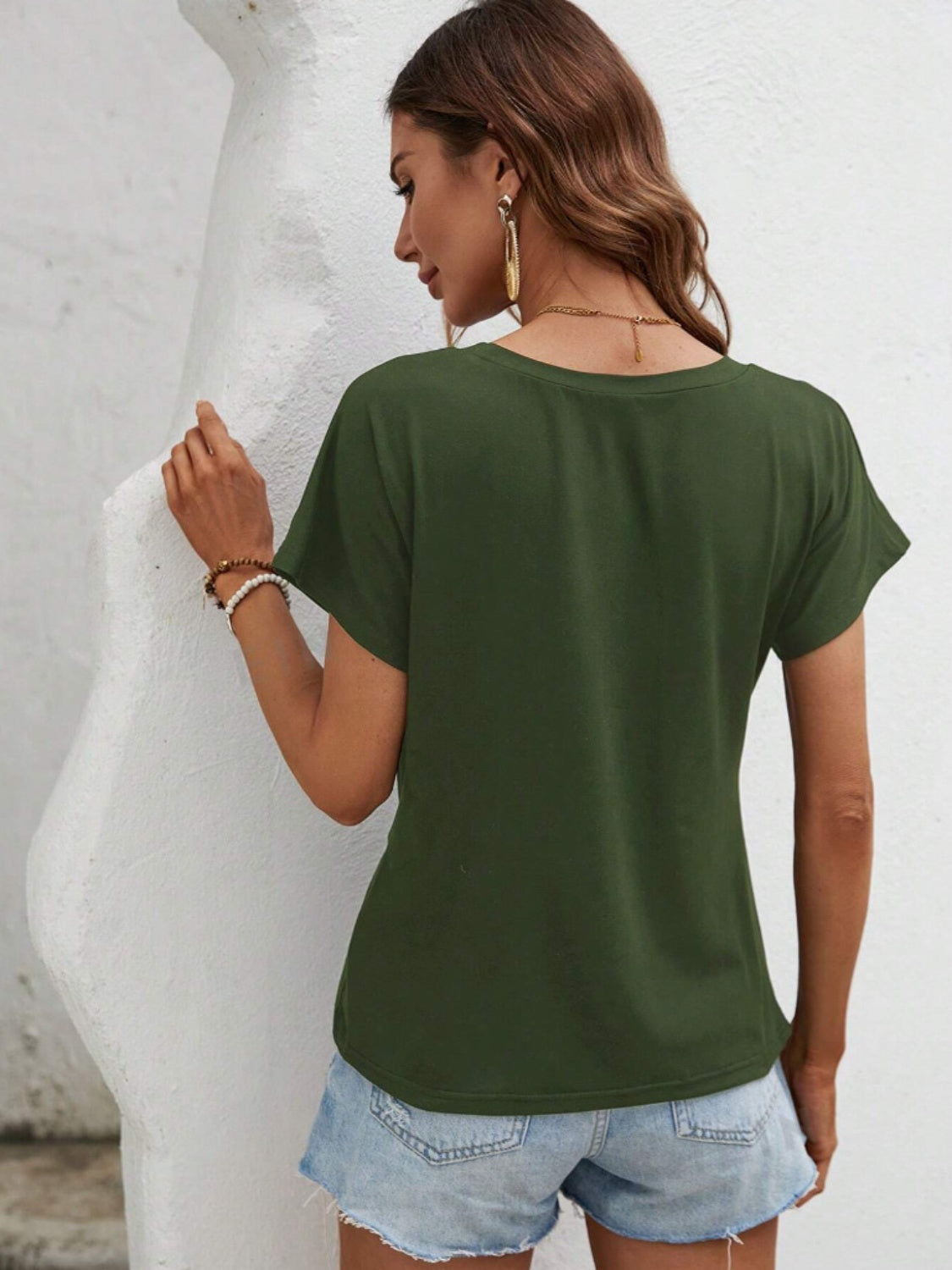 Asymmetric Hem Round Neck T-Shirt – product image 5