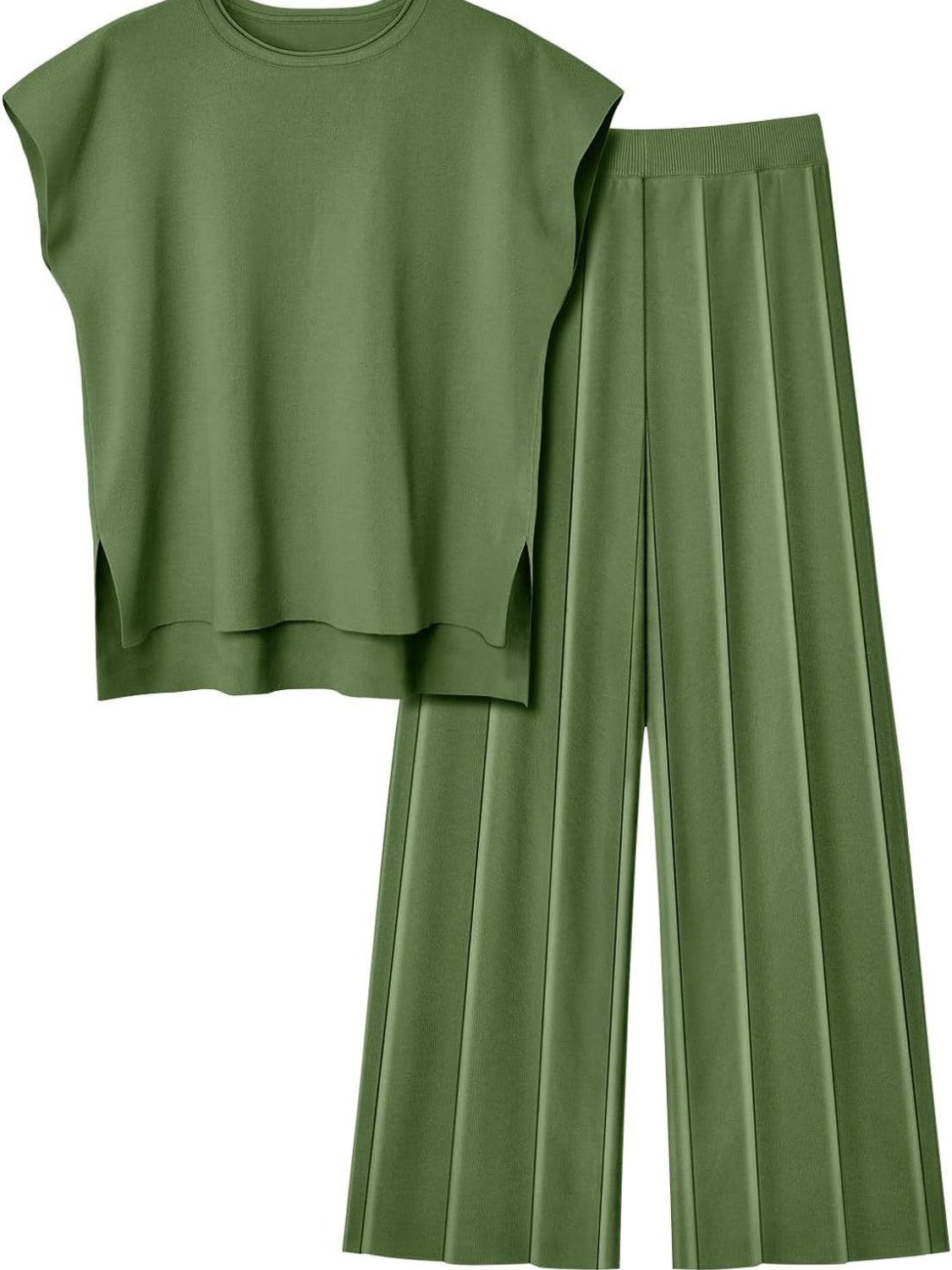 Round Neck Cap Sleeve Top and Pants Knit Set – product image 16