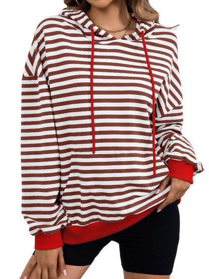 Drawstring Striped Long Sleeve Hoodie – product image 10
