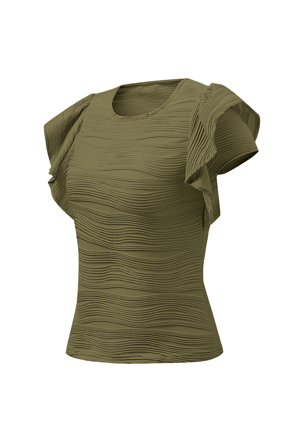 Textured Round Neck Cap Sleeve Top – product image 14