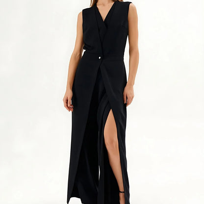 V Ling Solid Color Sleeveless Women's Jumpsuit