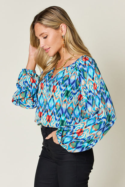 Double Take Full Size Printed Balloon Sleeve Blouse – product image 18