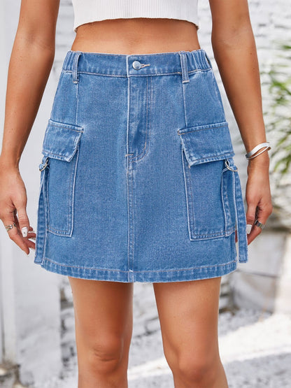 Pocketed Buttoned Denim Skirt – product image 1