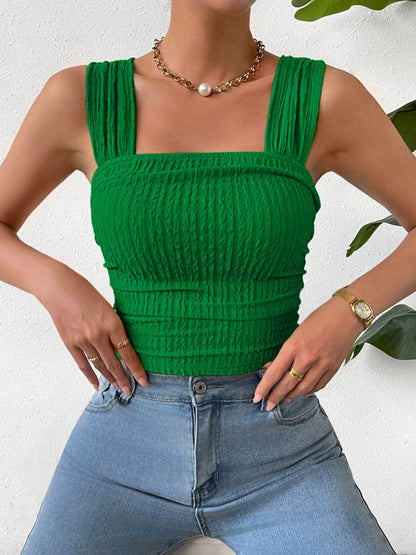 Textured Square Neck Wide Strap Tank – product image 16
