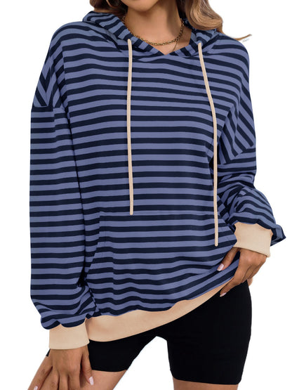 Drawstring Striped Long Sleeve Hoodie – product image 13