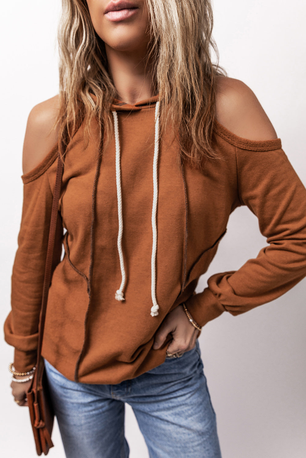 Cold Shoulder Long Sleeve Hoodie – product image 1