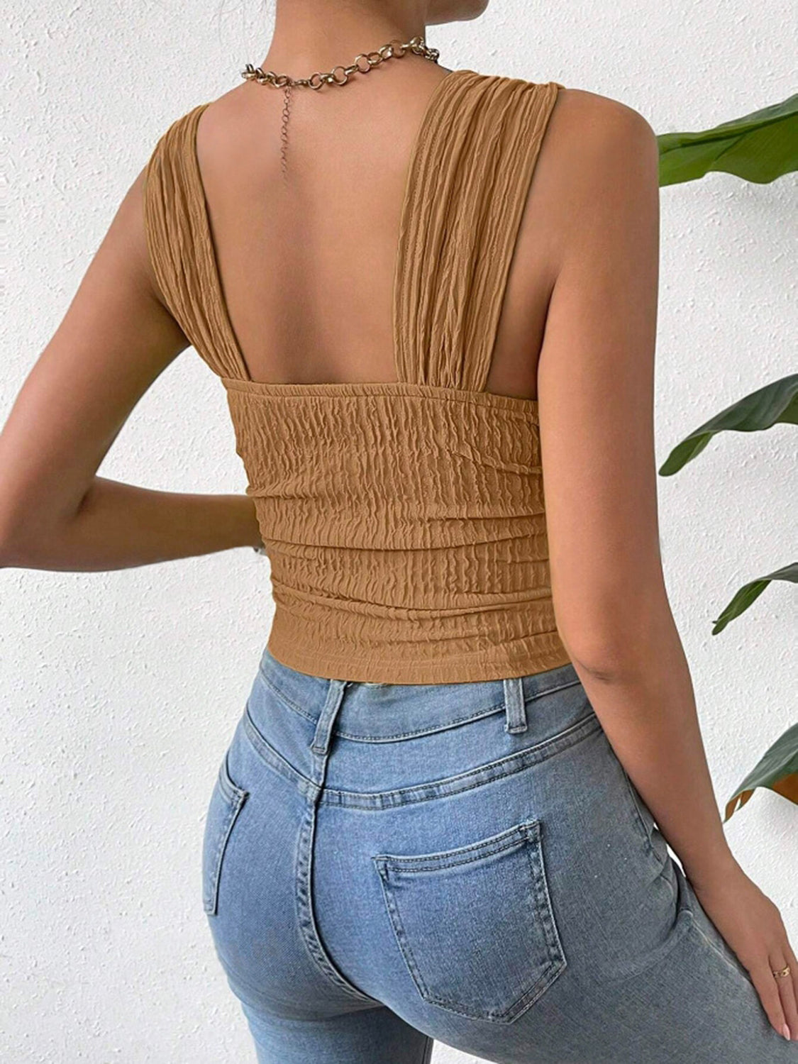 Textured Square Neck Wide Strap Tank – product image 6