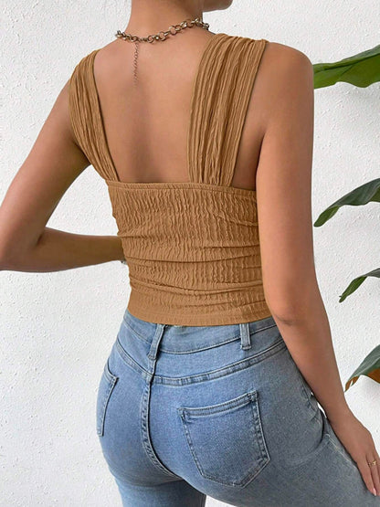 Textured Square Neck Wide Strap Tank – product image 6