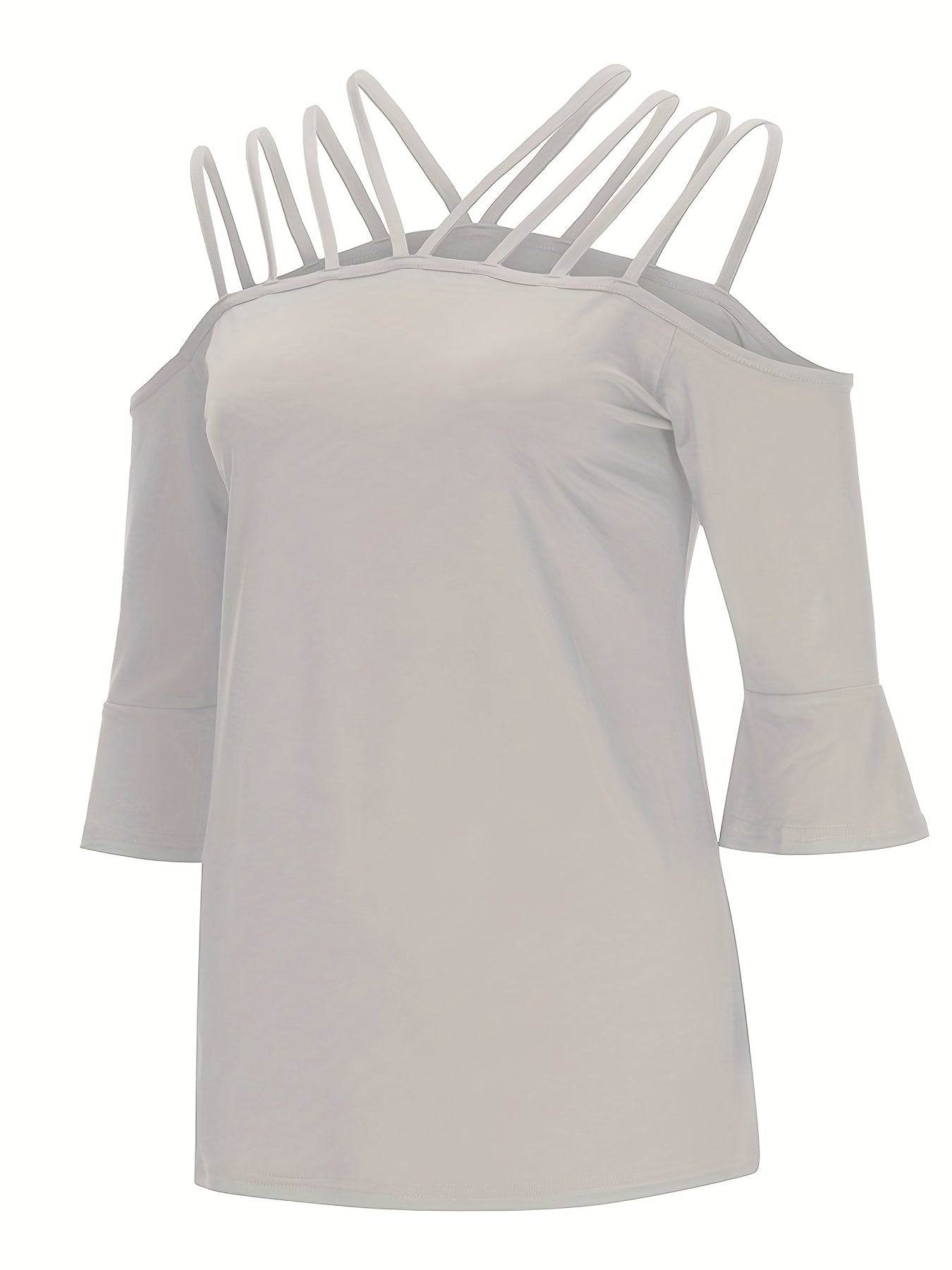 Full Size Cold Shoulder Three-Quarter Sleeve Blouse – product image 8