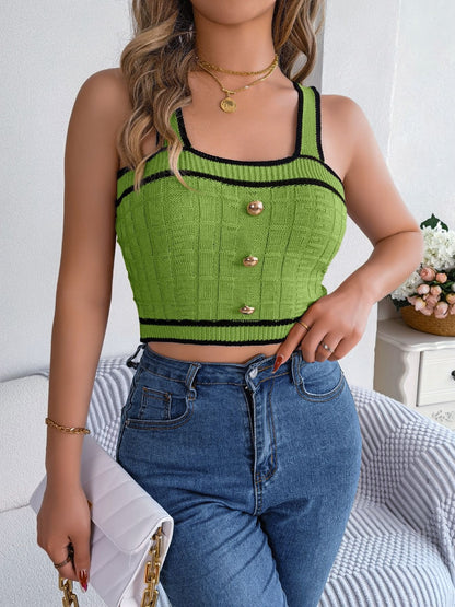 Decorative Button Wide Strap Knit Cami – product image 7