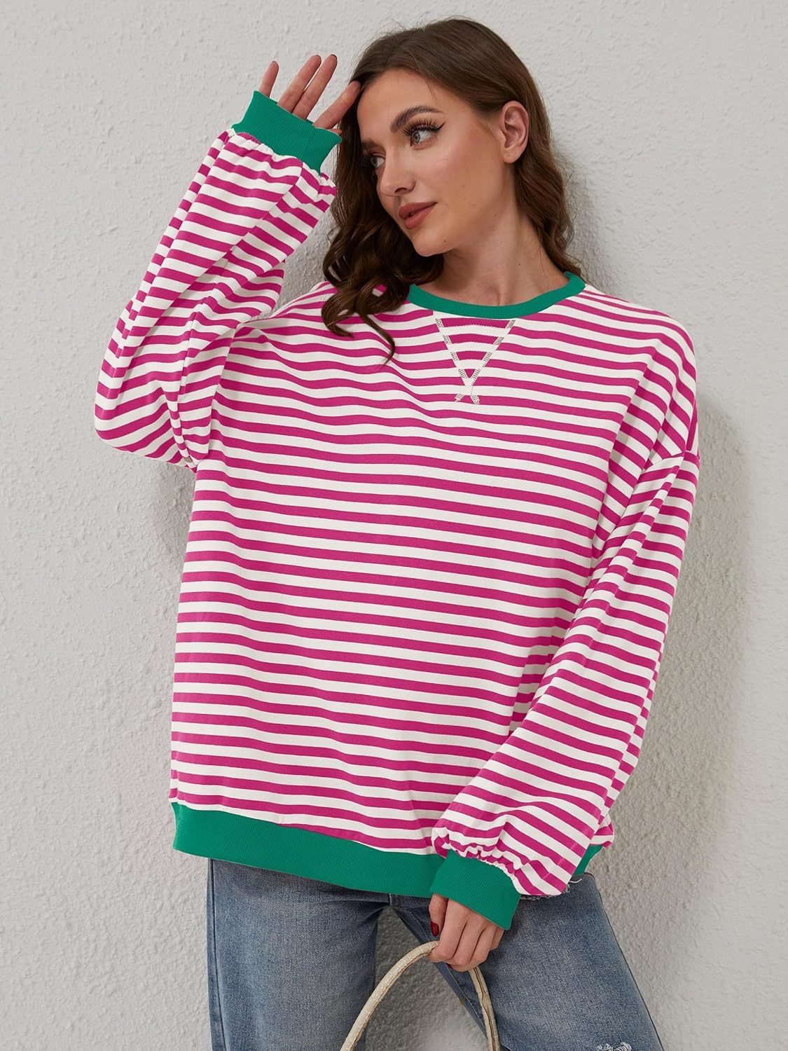 Contrast Striped Long Sleeve Sweatshirt – product image 4