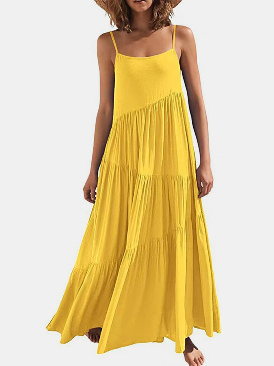 Full Size Ruched Tiered Spaghetti Strap Dress – product image 11