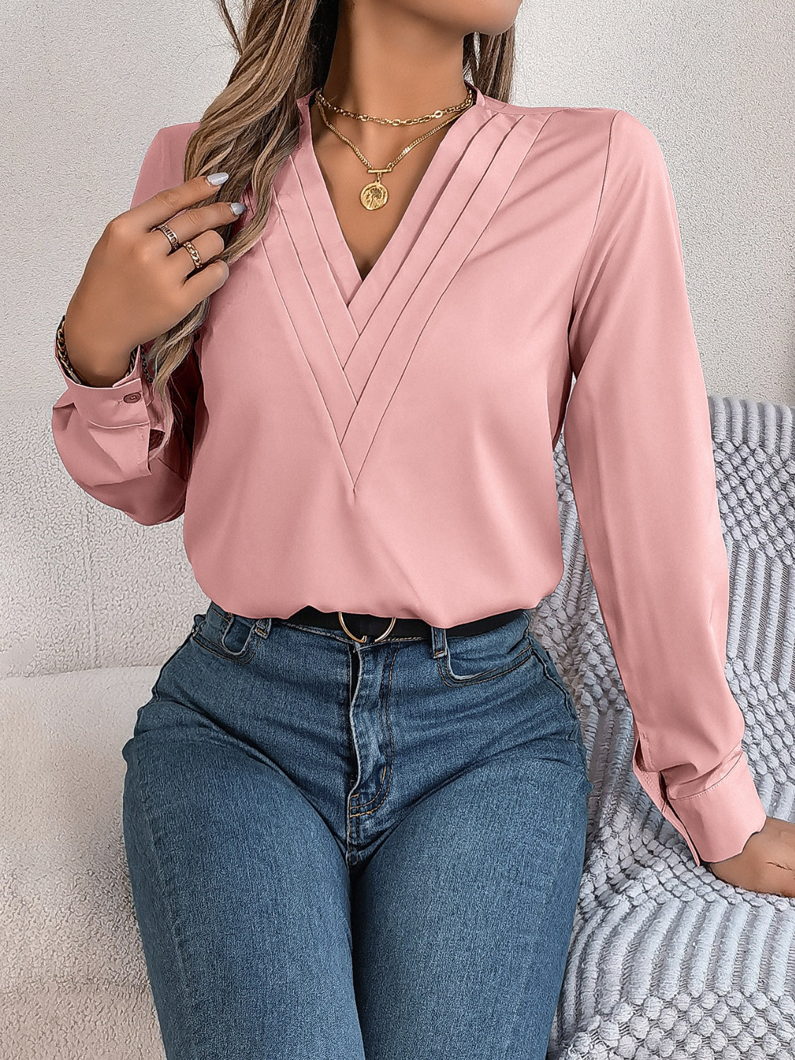 V-Neck Long Sleeve Blouse – product image 15