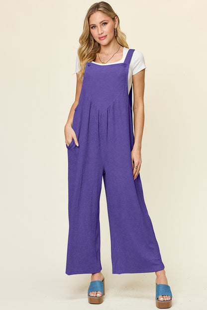 Double Take Full Size Texture Sleeveless Wide Leg Overall – product image 7