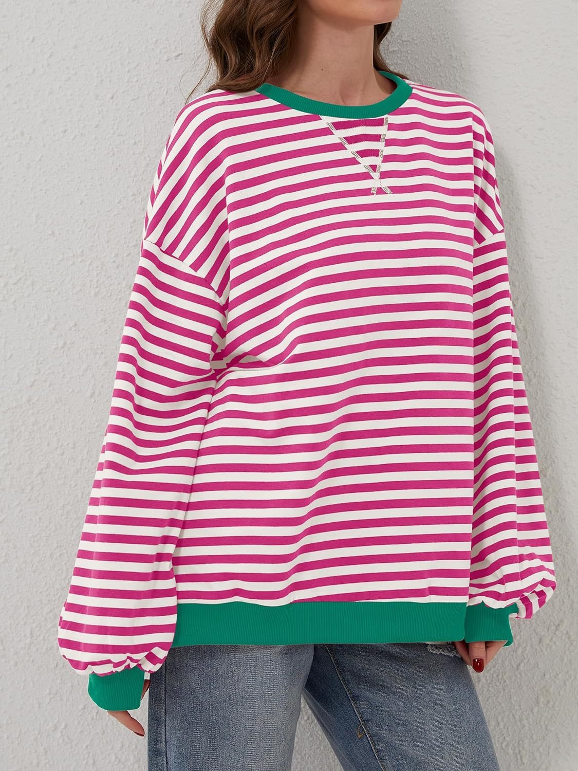 Contrast Striped Long Sleeve Sweatshirt – product image 7