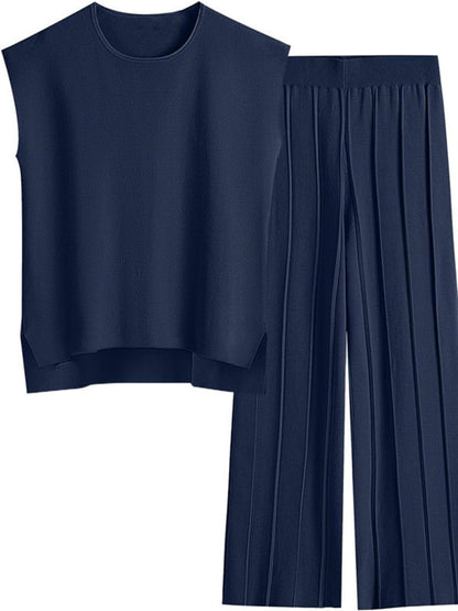 Round Neck Cap Sleeve Top and Pants Knit Set – product image 13