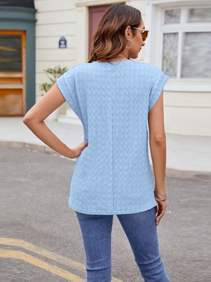 Textured Round Neck Cap Sleeve T-Shirt – product image 16