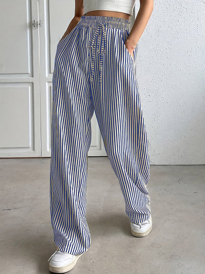 Drawstring Striped Elastic Waist Pants – product image 6