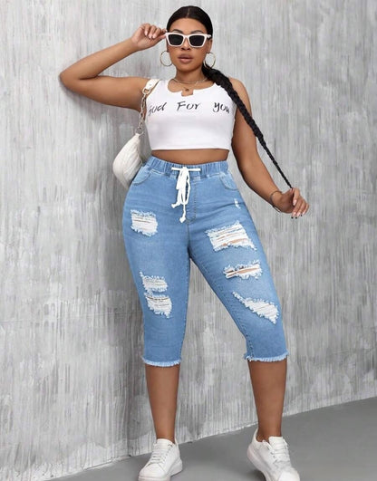 Womens Slimming Ripped Plus-Size Jeans