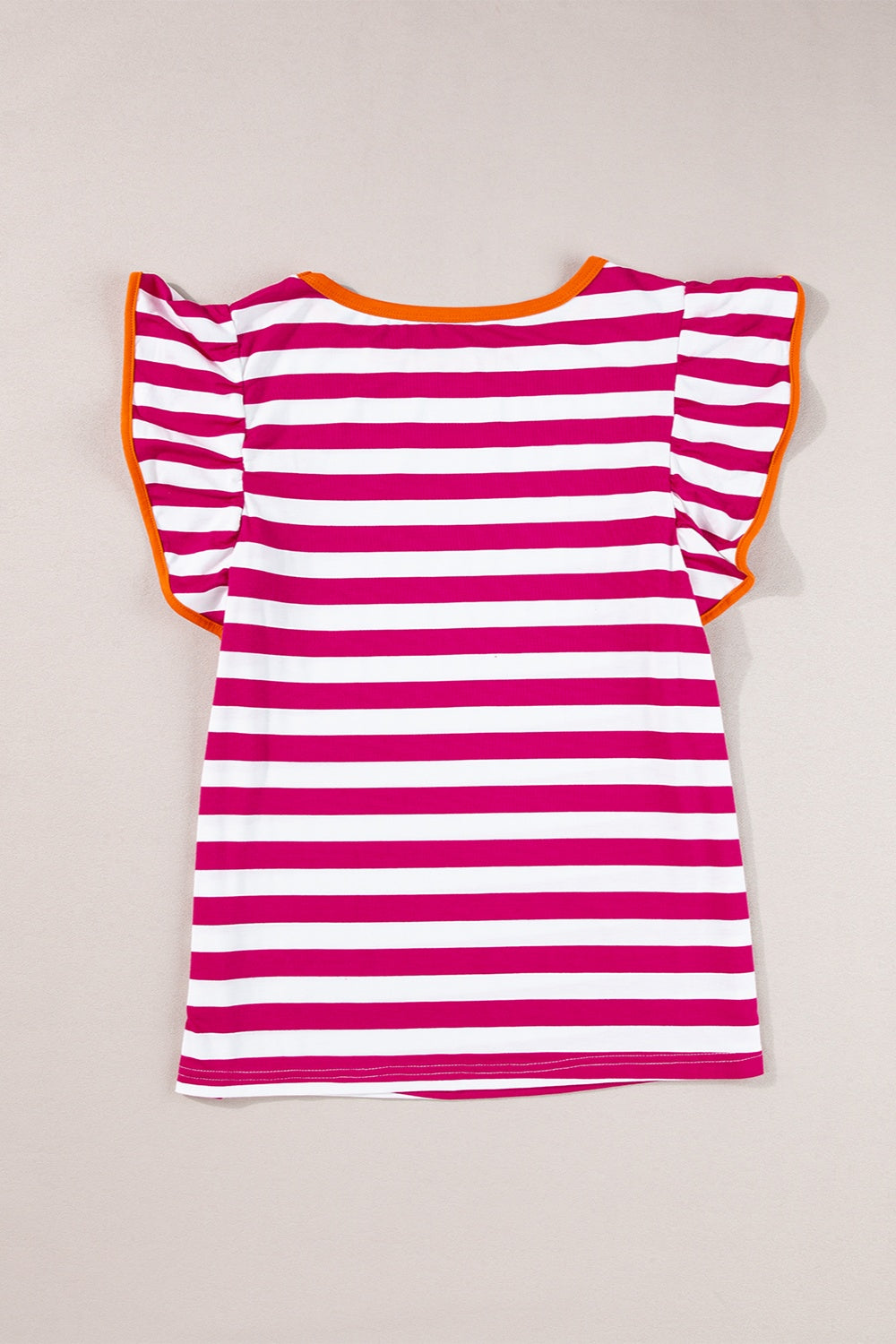 Ruffled Striped Round Neck Cap Sleeve Blouse – product image 2