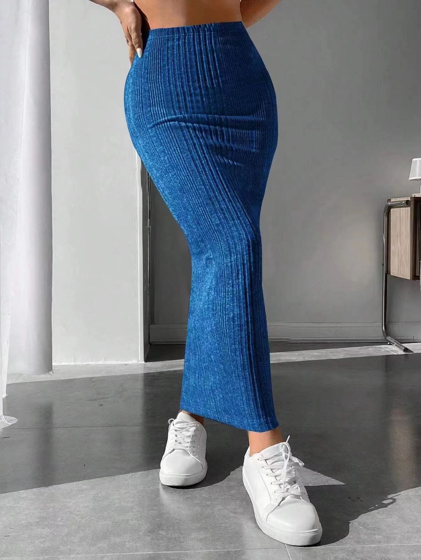 New Style Outerwear Casual Fashionable Versatile Midi Skirt In Light Gray