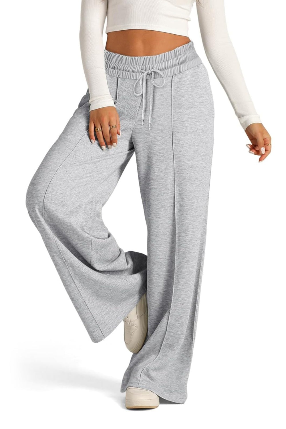 Drawstring Elastic Waist Wide Leg Pants – product image 3