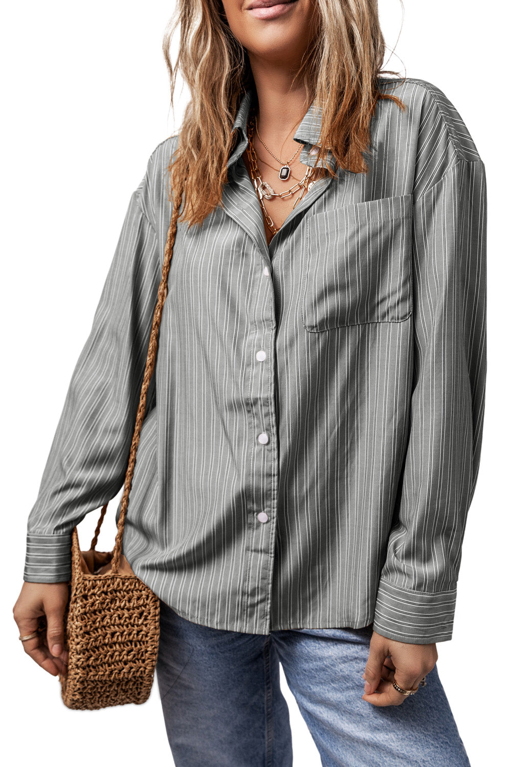 Striped Button Up Long Sleeve Shirt – product image 26