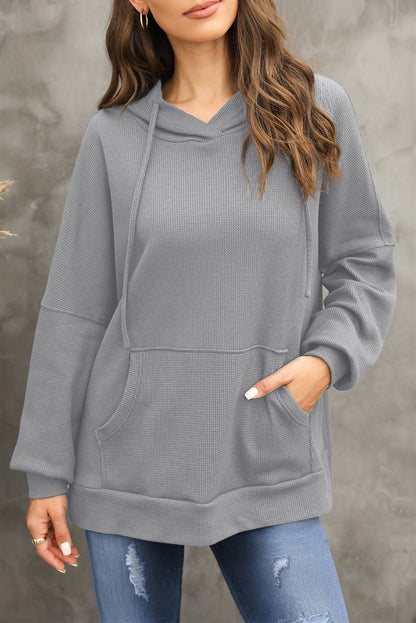Waffle-Knit Long Sleeve Hoodie – product image 13