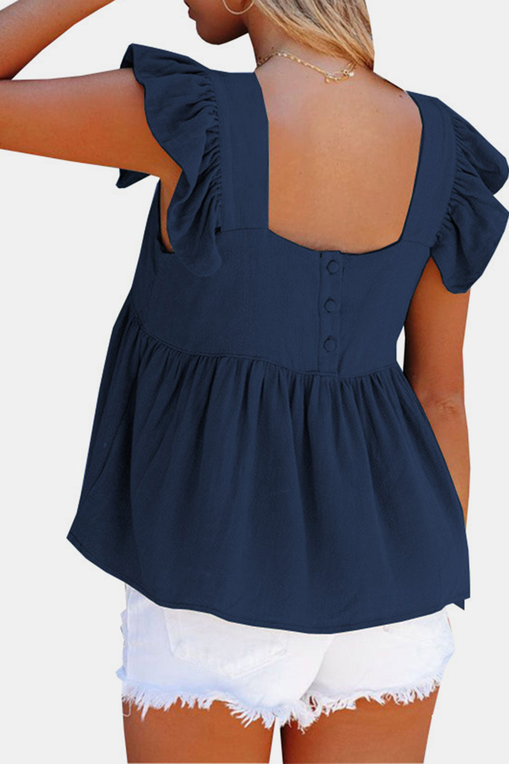 Full Size Ruffled Square Neck Cap Sleeve Blouse – product image 9