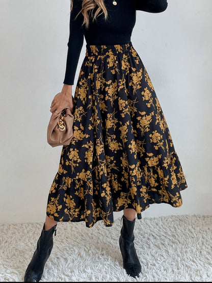Printed Elastic Waist Midi Skirt – product image 12