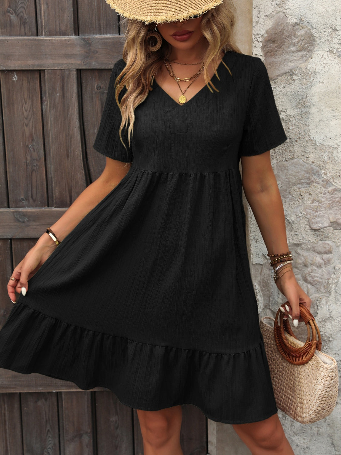 V-Neck Short Sleeve Mini Dress – product image 6