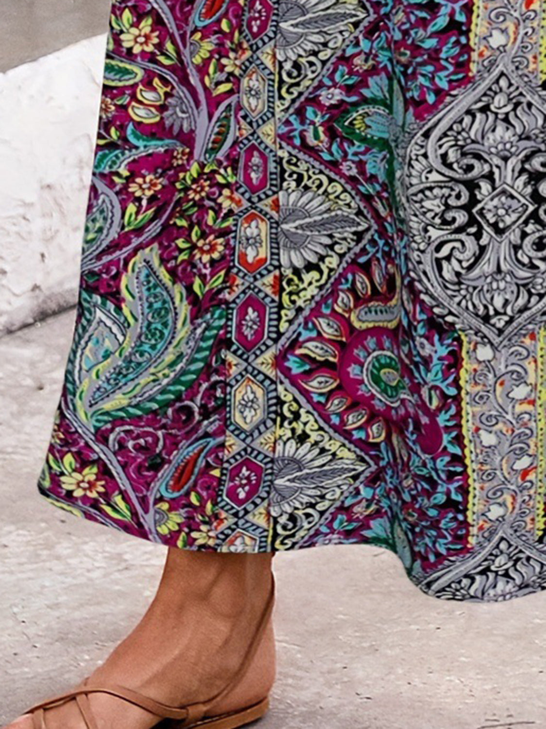 Slit Printed Elastic Waist Skirt – product image 5