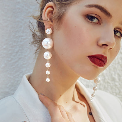 Pearl Long All-Match Trendy Earrings Fashion Accessories Women