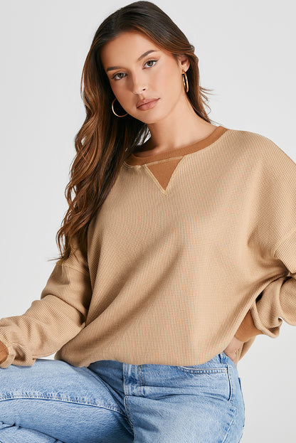 Waffle-Knit Long Sleeve Sweatshirt – product image 4