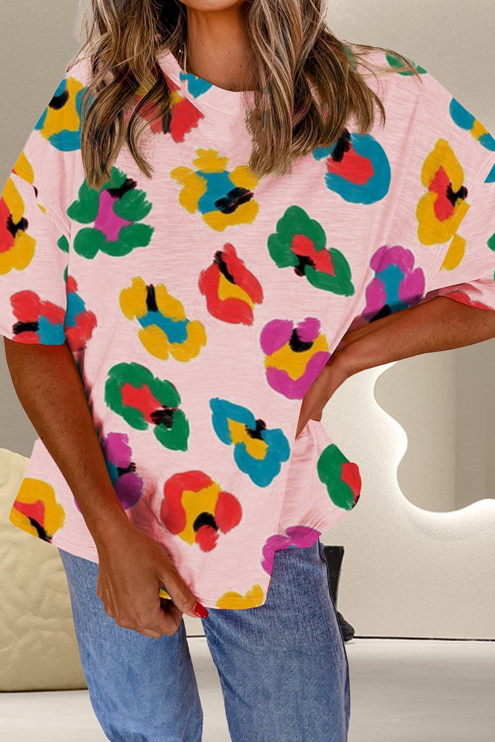 Printed Round Neck Half Sleeve Top – product image 1