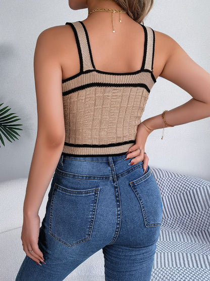 Decorative Button Wide Strap Knit Cami – product image 2
