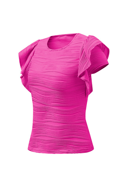 Textured Round Neck Cap Sleeve Top – product image 23