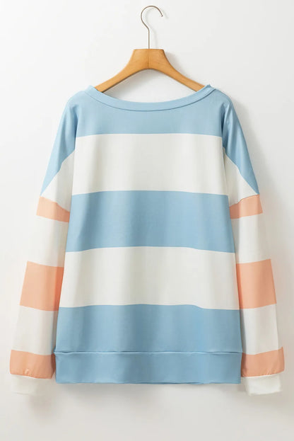 Contrast Color Block Round Neck Long Sleeve Top – product image 12