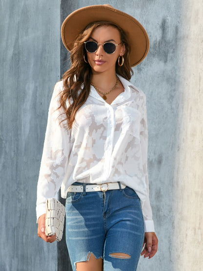 Full Size Collared Neck Long Sleeve Shirt Plus Size – product image 4
