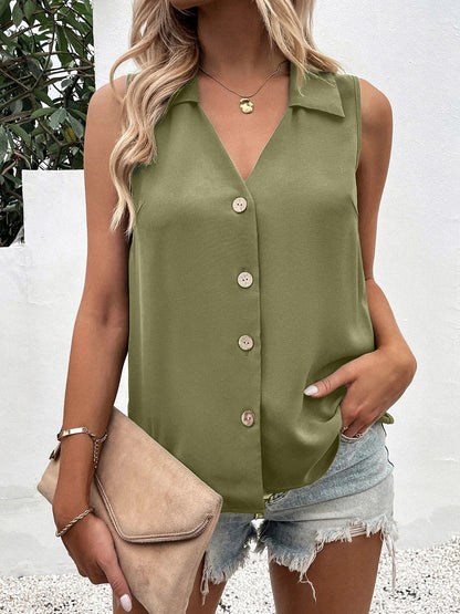 Full Size Johnny Collar Button Up Tank – product image 1