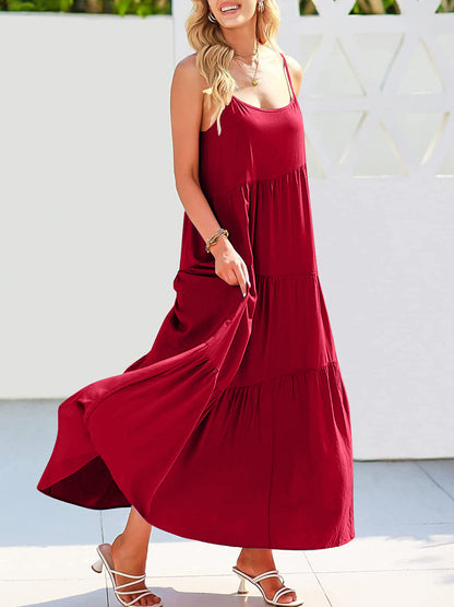 Full Size Ruched Tiered Spaghetti Strap Dress – product image 7