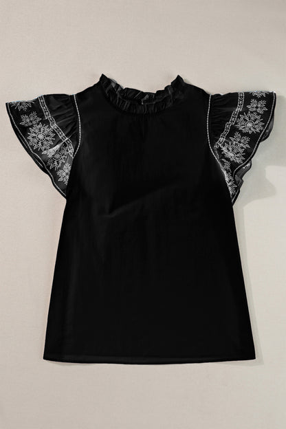 Ruffled Mock Neck Cap Sleeve Blouse – product image 5