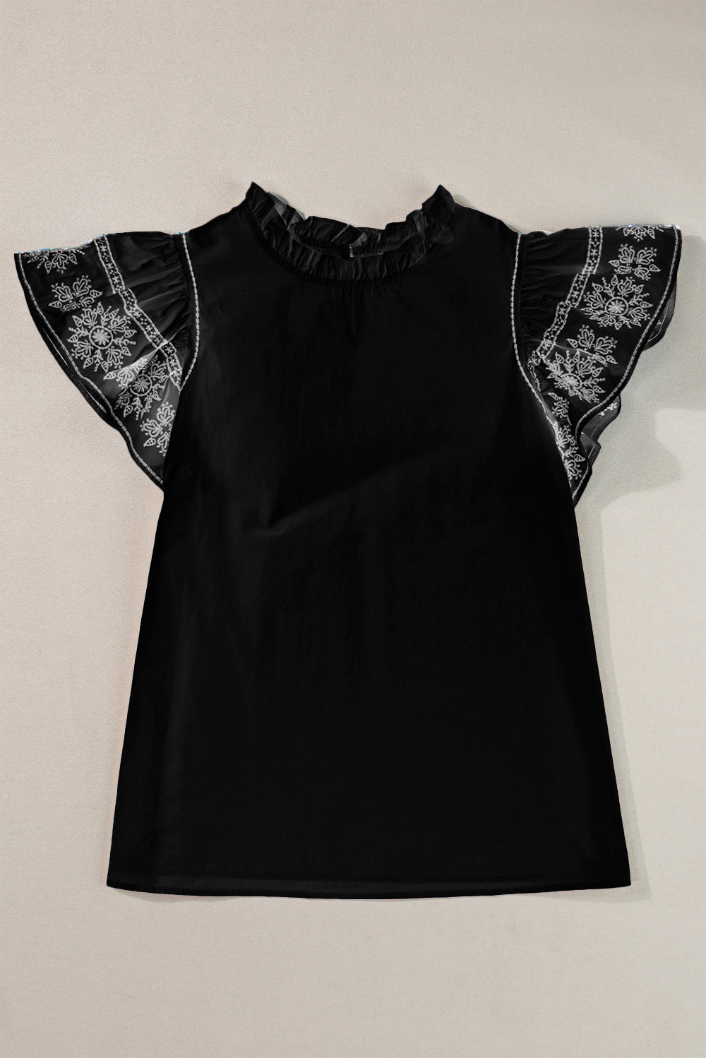 Ruffled Mock Neck Cap Sleeve Blouse – product image 6