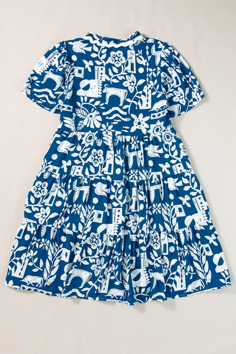 Printed Notched Short Sleeve Mini Dress – product image 2