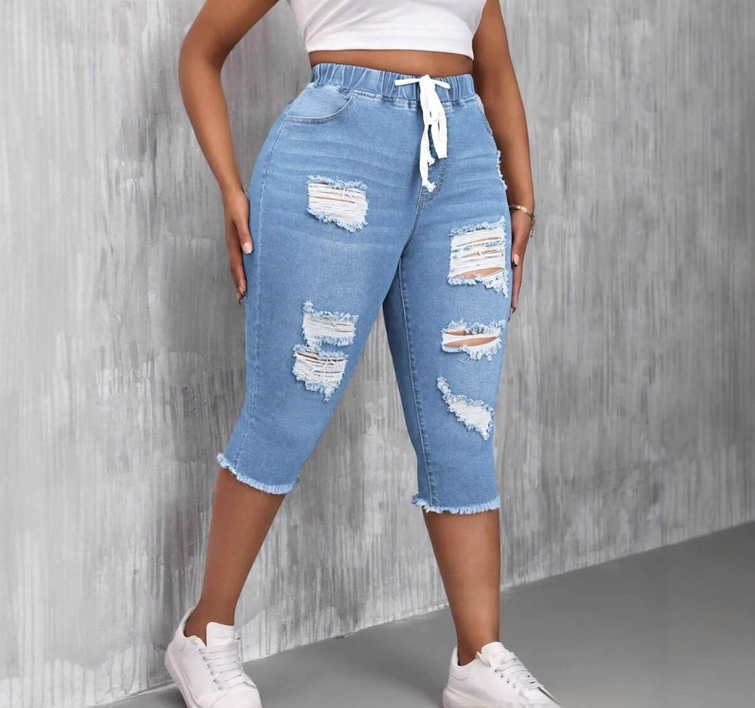 Womens Slimming Ripped Plus-Size Jeans