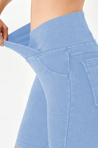 Basic Bae Asymmetrical Waist Denim Shorts with Pockets – product image 18