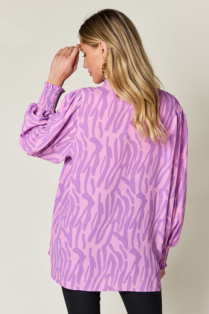 Double Take Full Size Printed Smocked Long Sleeve Blouse – product image 12