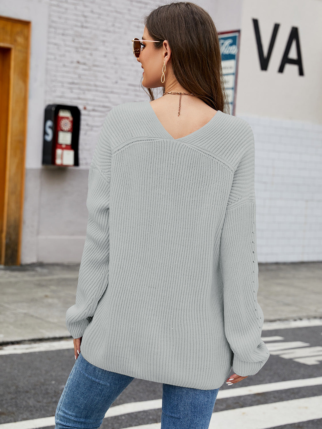 V-Neck Rib-Knit Top – product image 6